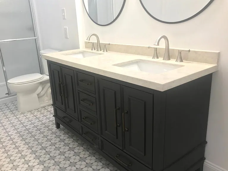 6ft Double Vanity with new oversize shower
