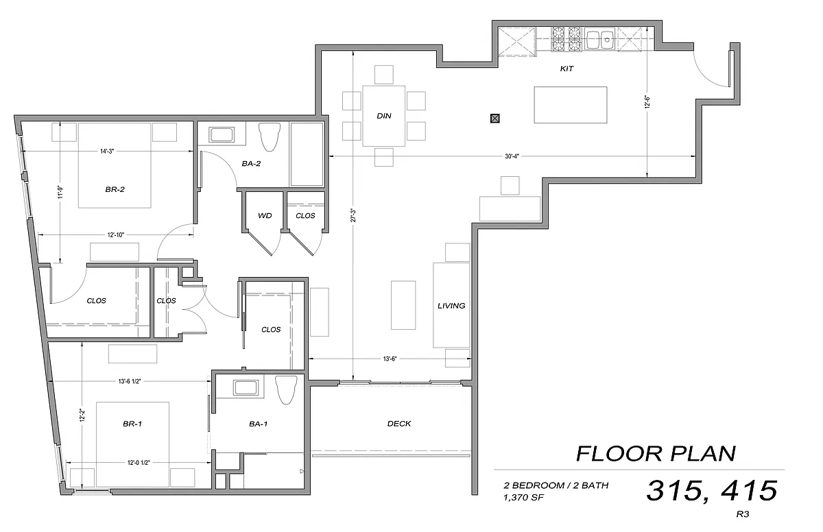 Floor plan 2-Bedroom Plus Den