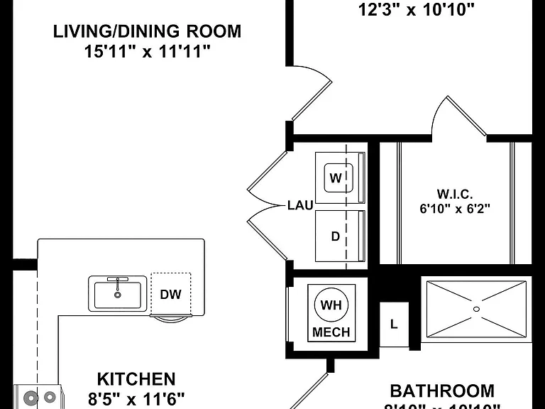 Cedar - 1 Bed, 1 Bath, 660 sq. ft.