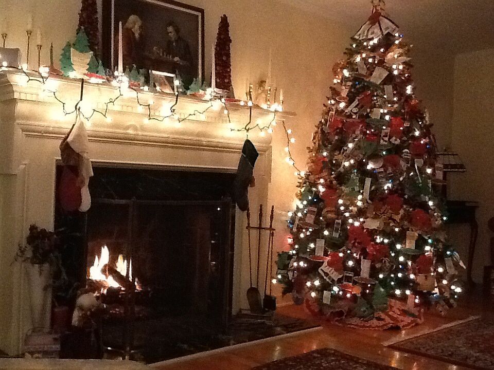 Xmas evening by the fireplac