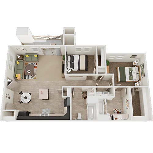 Floor plan 2 Bed 2 Bath Downstairs