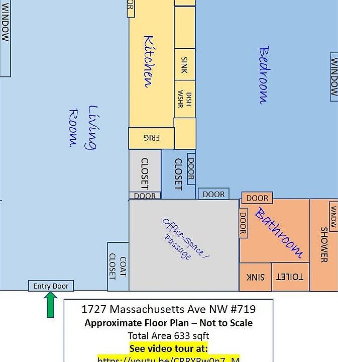 Approximate Floor Plan 
(Not to Scale)
Bedroom temporarily closed