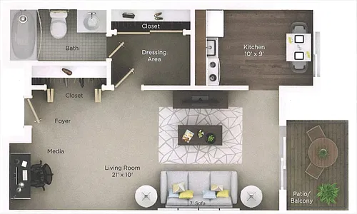 Floor plan Studio, Income Restrictions, NOAH