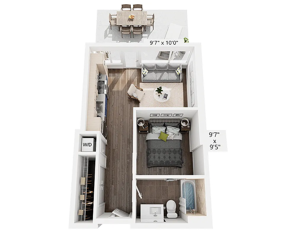 Floor plan One Bedroom A1A