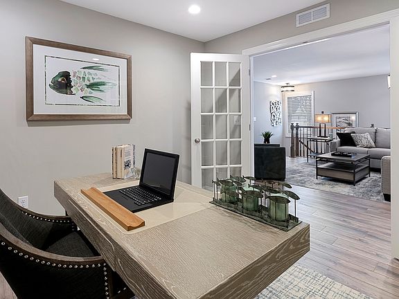Home office with French doors
