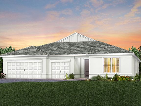 The Renown, a one-story single family home with a 3 car garage, shown as home exterior CO2B