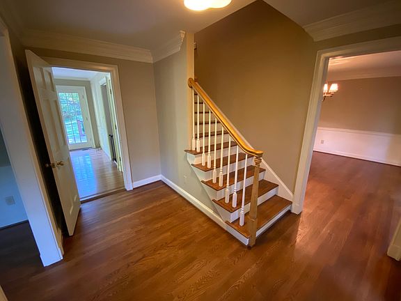 Foyer- dining room to the right, study to the left, living room straight ahead.