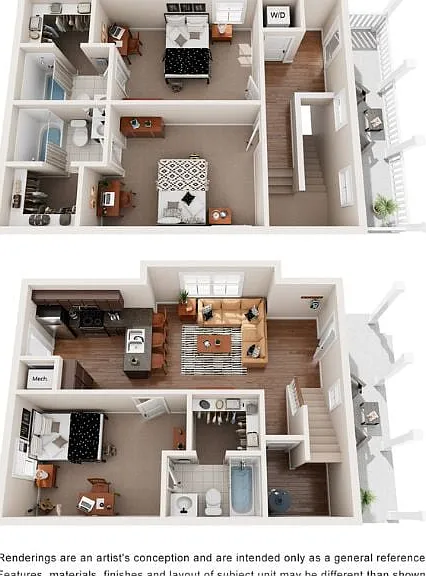 Explore this elegant two-story apartment designed with sophistication and convenience in mind. Explore this elegant two-story apartment designed with sophistication and convenience in mind.