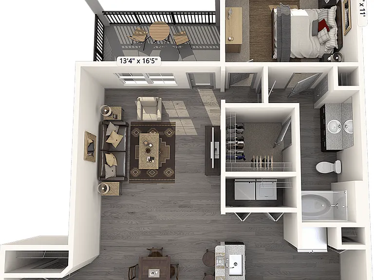A1XH-1x1 floor plan Lone Oak