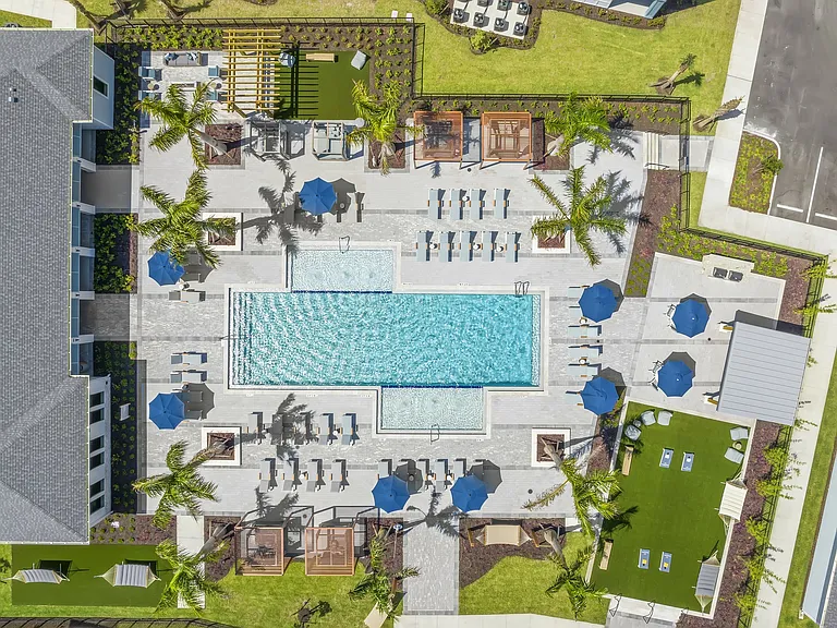 Aerial overhead view of outdoor amenities