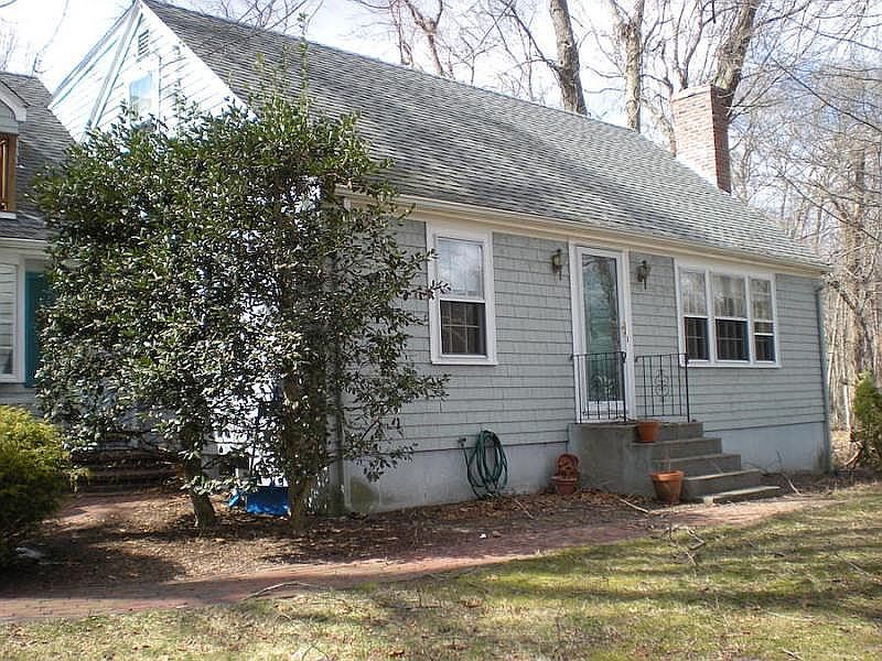 the front view, showing walkway to the front door