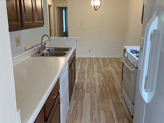 Bright galley kitchen.