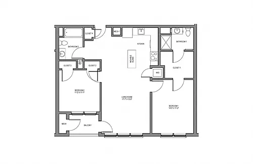 Floor plan Two Bedroom Two Bath