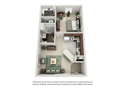 Floor plan 1BR/1BA Upgraded