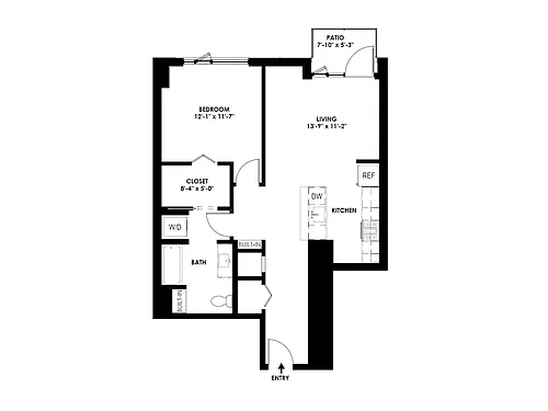 Floor plan 1 Bed/1 Bath - M
