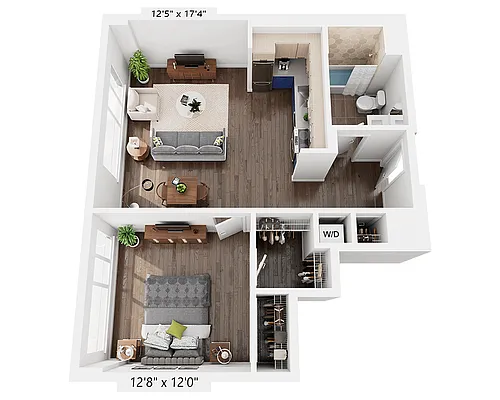 Floor plan One Bedroom A1X