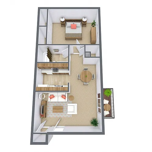 Floor plan One Bedroom 11B