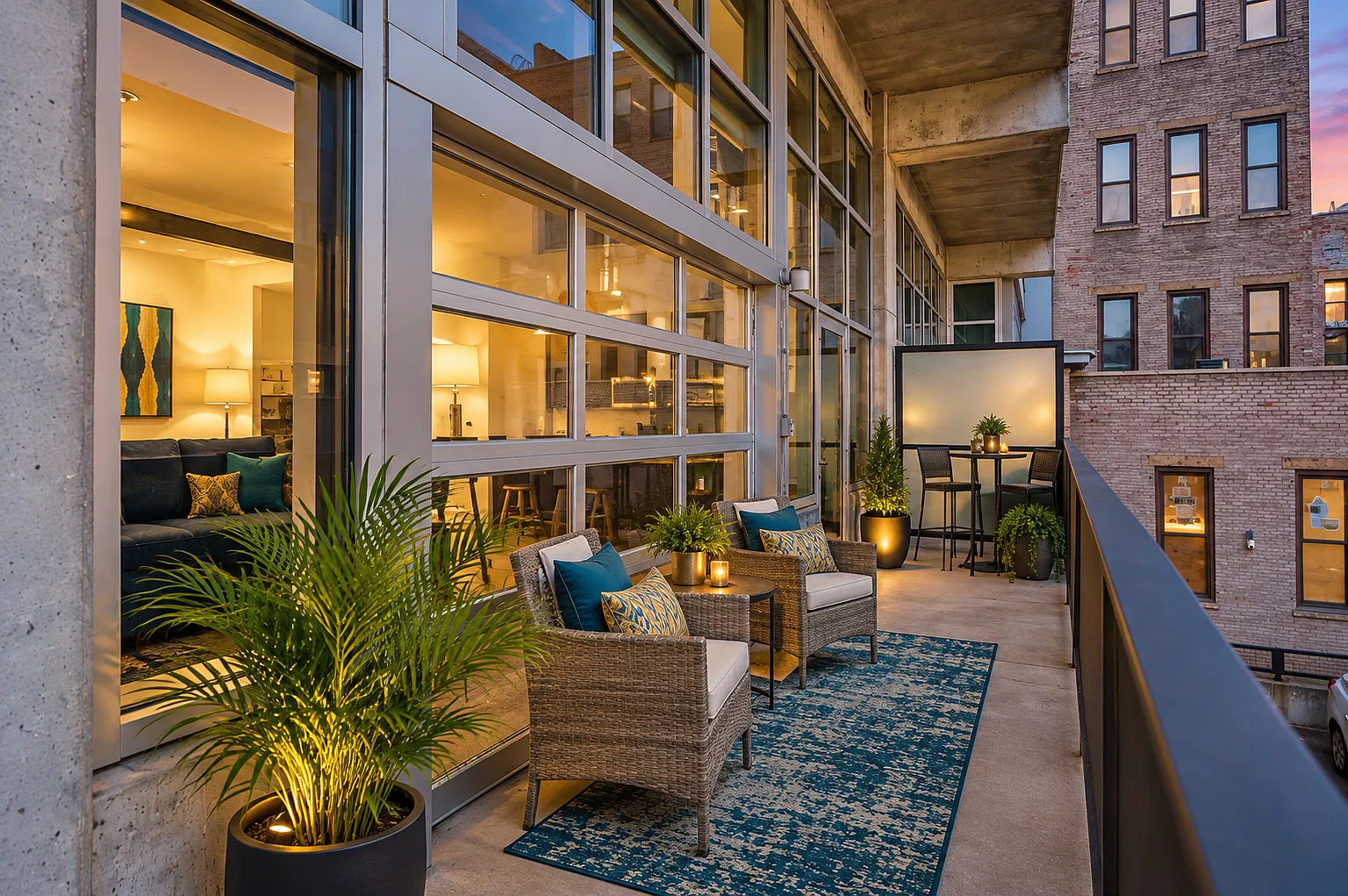 Large Balcony with Garage Door --Digitally Staged