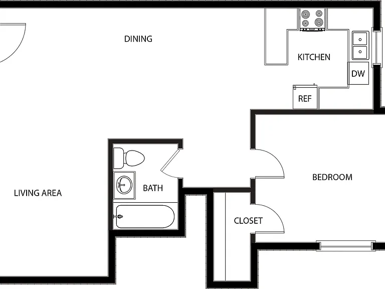 LIV @ University - One Bedroom Floor Plan LIV @ University - One Bedroom Floor Plan