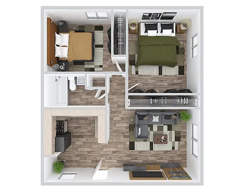 Floor plan Two Bedroom One Bathroom