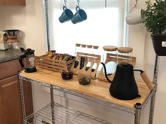 Includes a bakers rack