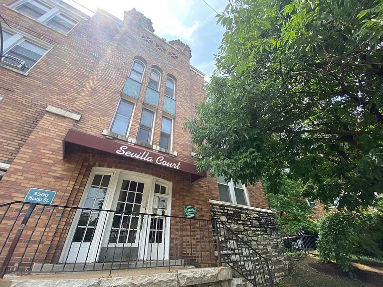One of two main entryways for the building.