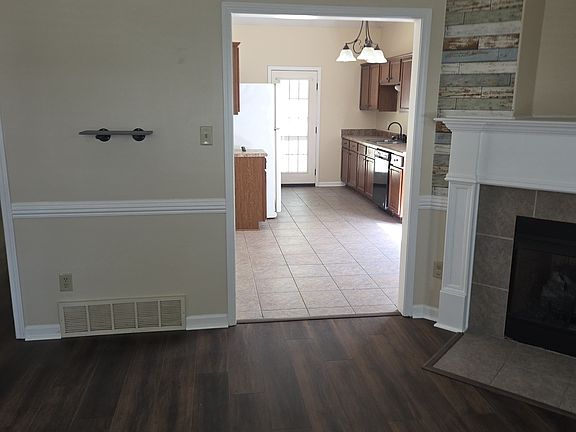 View from living room to kitchen