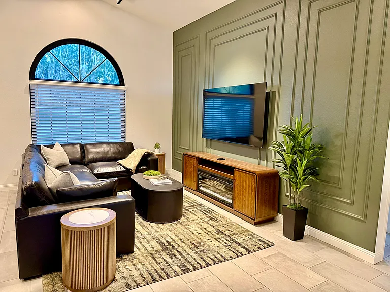 Electric Fire Place + New Smart TV