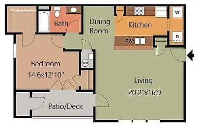 Floor plan 1 Bedroom 1 Bath