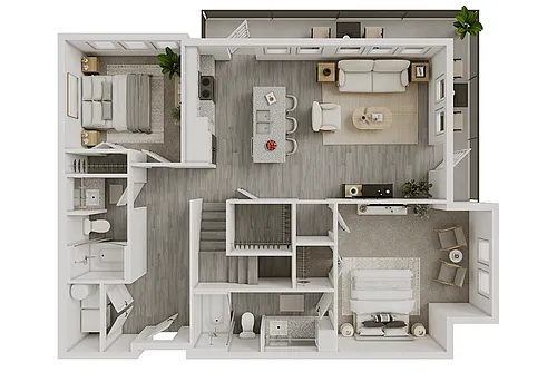 Floor plan B1 + Balcony & Rooftop Terrace