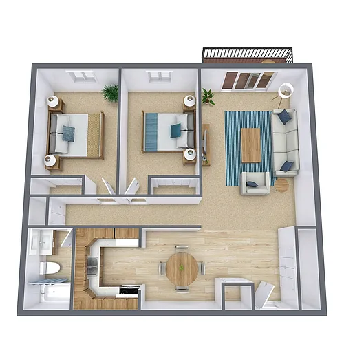 Floor plan Two Bedroom 21A