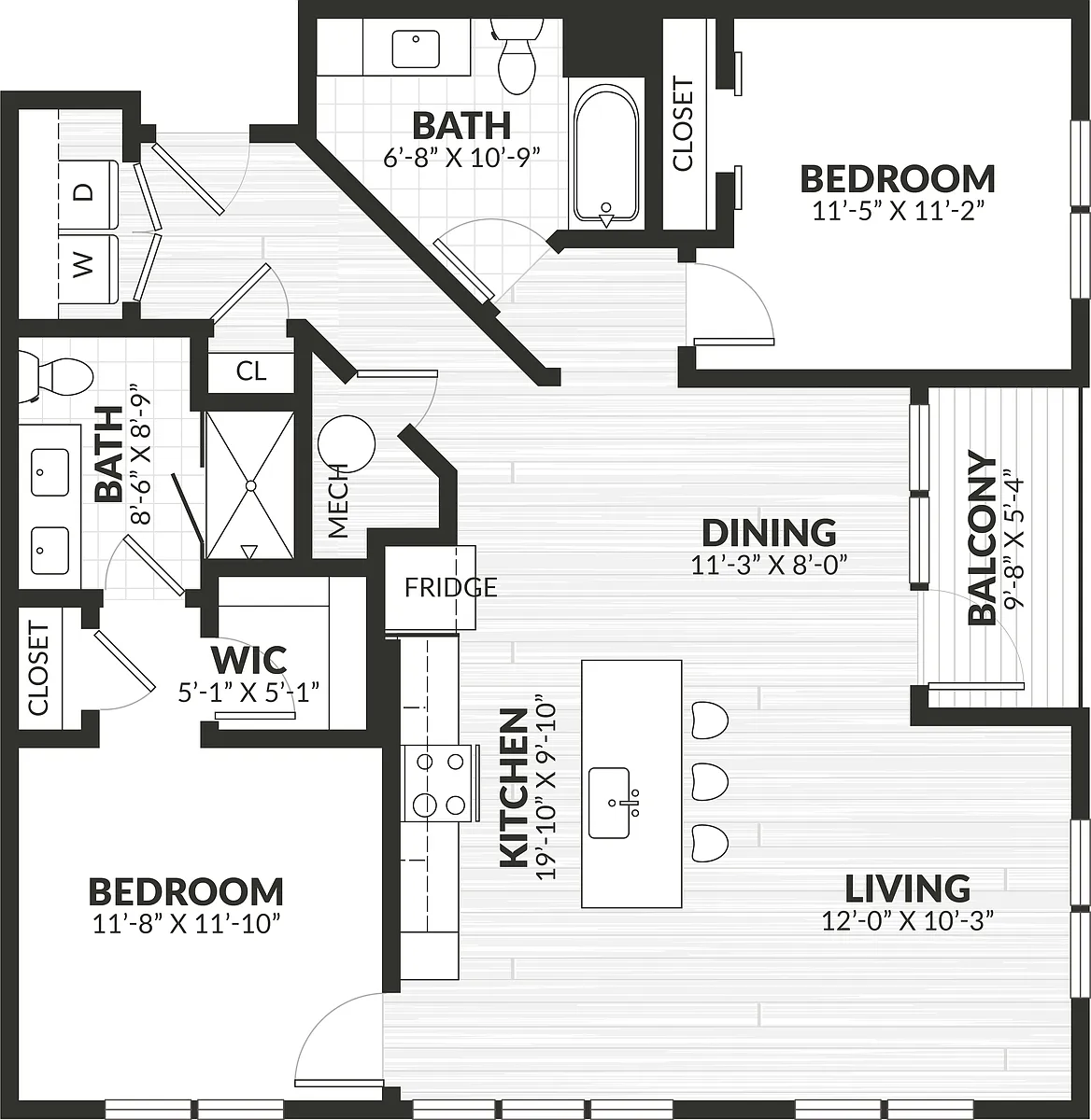Floor plan 2 Bed/2 Bath-b3
