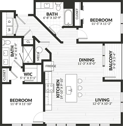 Floor plan 2 Bed/2 Bath-b3