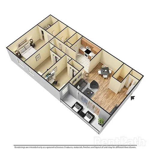 Floor plan 302-C1 - 3 Bdrm, 2 Bath