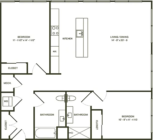 Floor plan Two Bedroom E