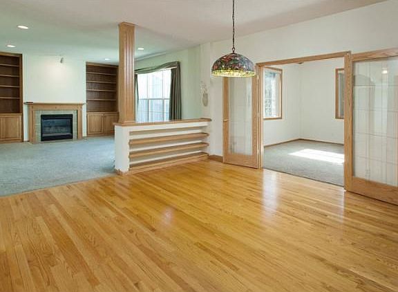 Living Room with built-ins and gas fireplace.