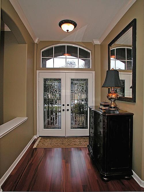 Front Entry with Leaded Glass Doors