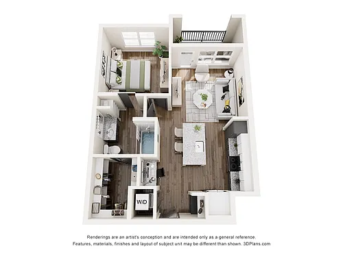 Floor plan 1 Bed 1 Bath A2