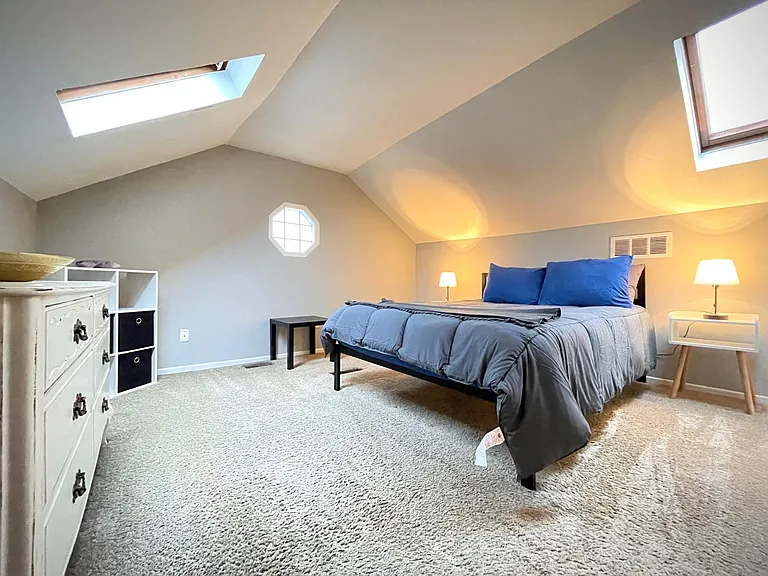 Master suite upstairs, including queen size memory foam bed