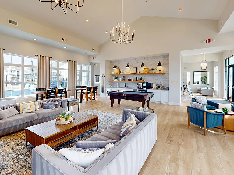 Plenty of space to hang out, shoot a game of pool, or grab a coffee _ this clubhouse actually feels like part of your home.
