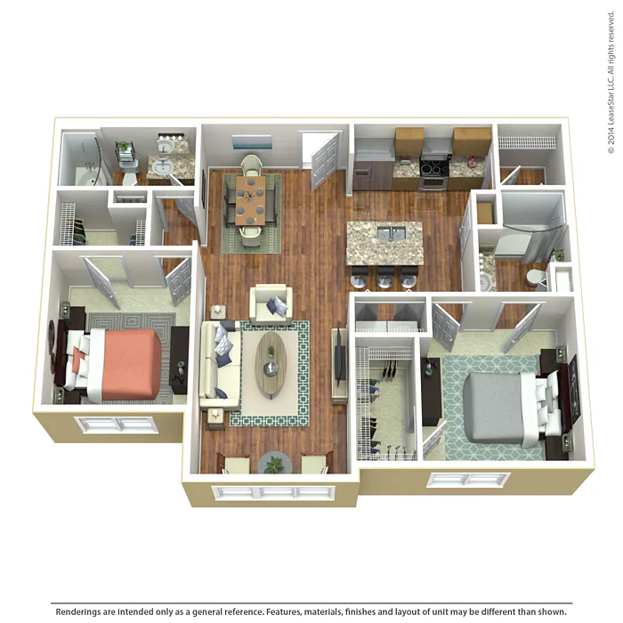 Floor plan 2 Bedroom 2 Bath Deluxe SR