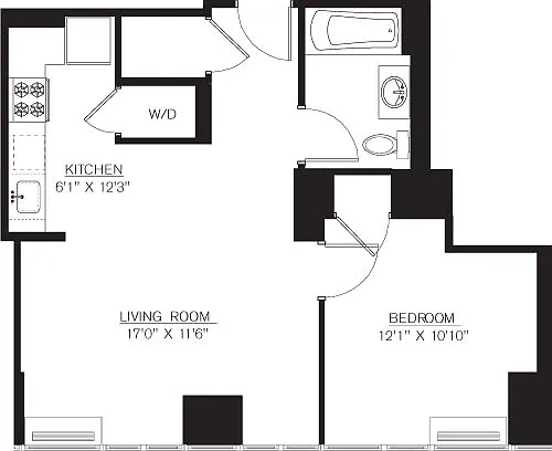 Floor plan 1 Bedroom J Line floors 17-41