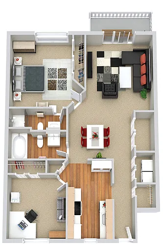 Floor plan 2 Beds | 2 Baths Lower