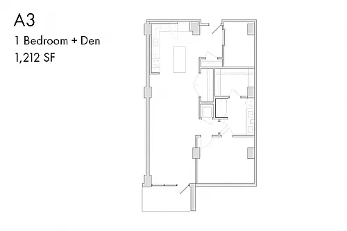 Floor plan A3 1 Bedroom Den