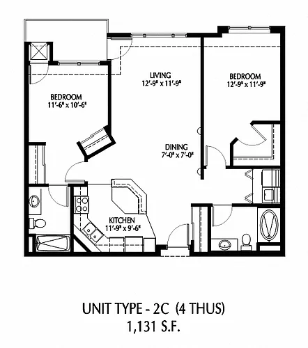 Floor plan Two Bedroom - C