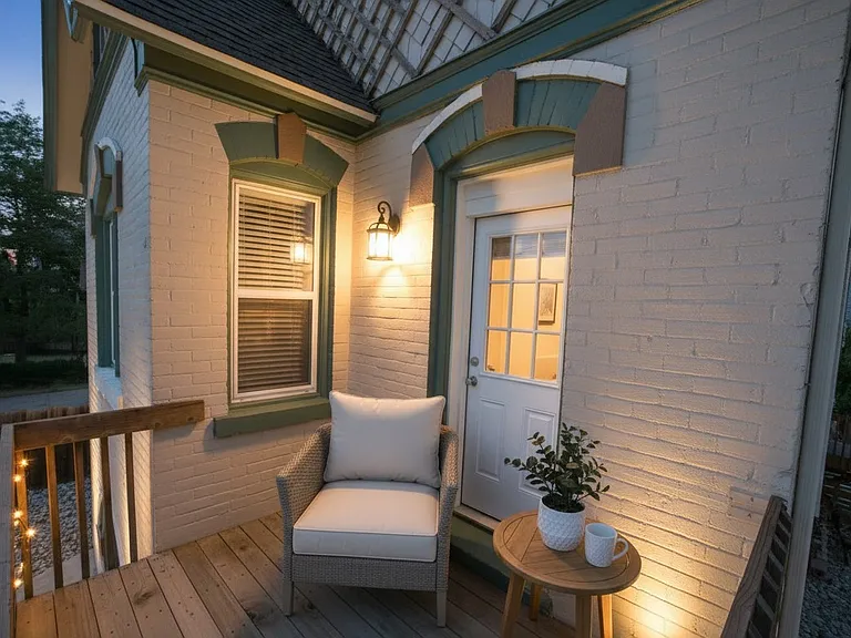 Your private balcony oasis glowing at dusk_rare outdoor space for a RiNo studio!