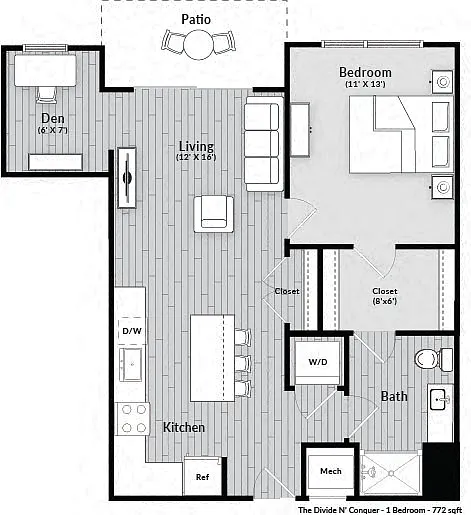Floor plan The Divide N Conquer (w/den)