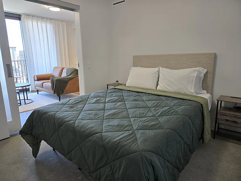 Queen size bed with new memory foam mattress