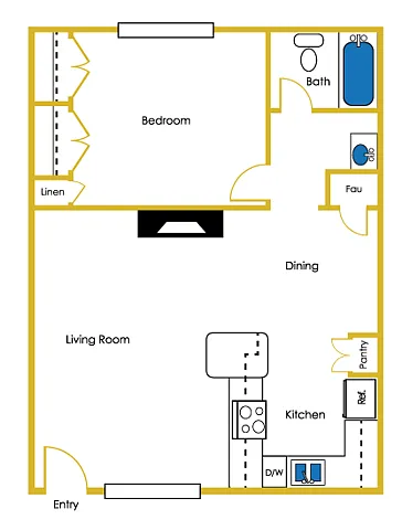 Floor plan One Bedroom - One Bathroom