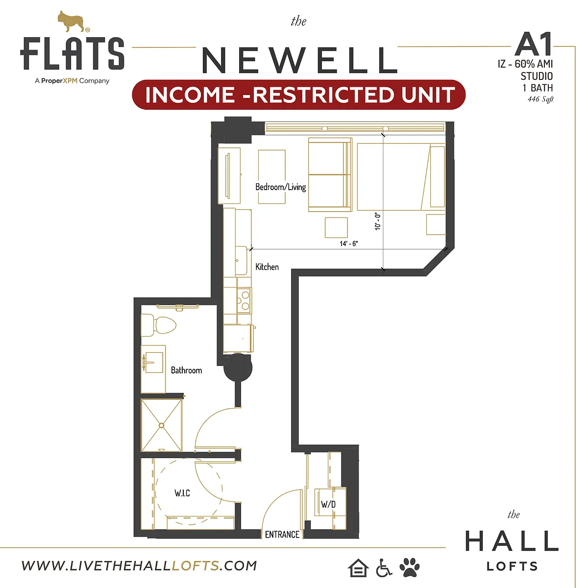 Floor plan A1 - IZ 60% AMI